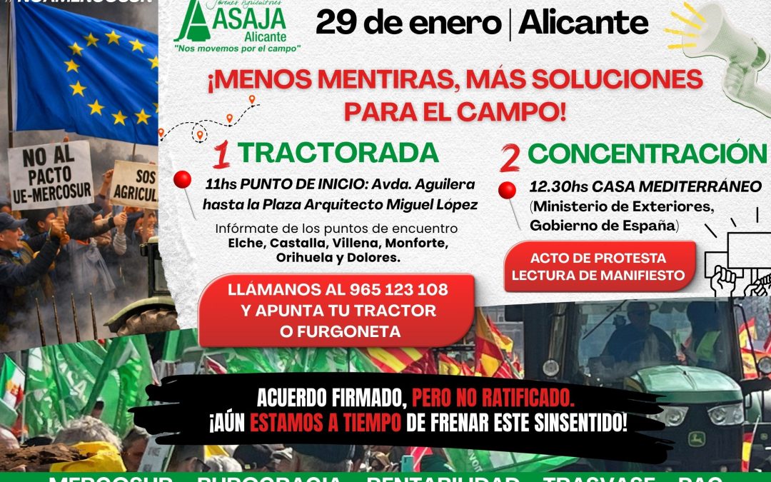 APLAZADA-ASAJA traslada la tractorada por el centro de Alicante al próximo 29 de enero